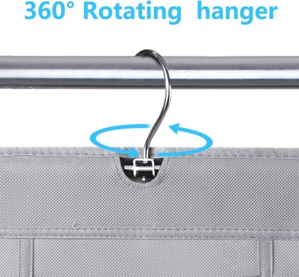 MISSLO 30 Large Pockets Dual Sided Hanging Shoe Organizer for Closet with Rotating Hanger Hanging Shoe Shelves, Grey - Image 4