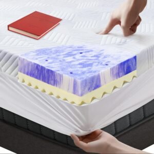 3 Inch Twin XL Memory Foam Mattress Topper, Ventilated Foam Topper with Cooling Cover, Mattress Pad with 18” Deep Pocket, White