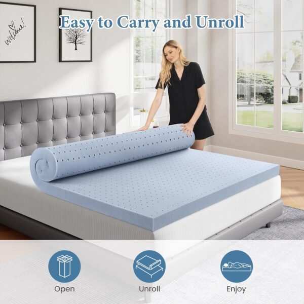 FP FLEXPEDIC Twin XL Mattress Topper, 3 inch Cooling Mattress Topper, Gel-Infused Memory Foam Bed Topper for Back Pain, CertiPUR-US Certified, Purple - Image 5