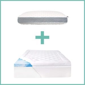 Sealy 4-Inch SealyChill Gel + Comfort Pillowtop Memory Foam Twin XL Mattress Topper + Molded Memory Foam Pillow Set