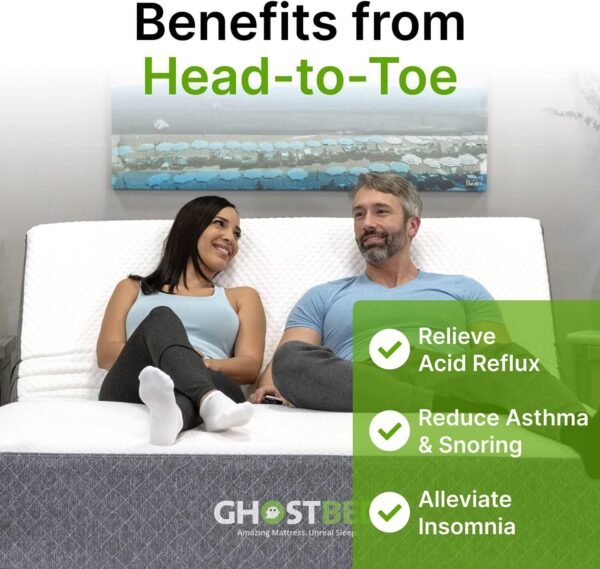 GhostBed Adjustable Base Bundled with 12" Hybrid Mattress in a Box with Cool Gel Memory Foam and Individually Wrapped Coils, Zero Gravity and Massage Settings, Twin XL Adjustable Bed Frame Mattress - Image 4