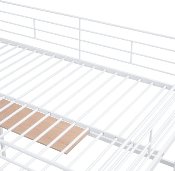 BIADNBZ Full Size Loft Bed with Desk and Grid, Stylish Metal Bedframe with Lateral Storage Ladder and Wardrobe, for Kids Teens Adults, White - Image 5