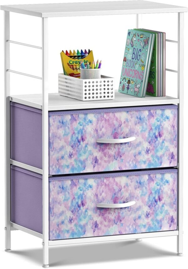 Sorbus Kids Dresser with 8 Drawers and 2 Drawer Nightstand Bundle - Matching Furniture Set - Storage Unit Organizer Chests for Clothing - Bedroom, Kids Rooms, Nursery, & Closet (Tie Dye) - Image 5