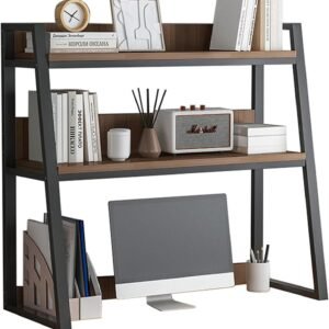 Desktop Bookshelf Multipurpose 3 Tier Desktop Hutch Bookcase Desk Shelf Organizer Rack Top Only for Computer Monitor for Office Home Dorm,22×13×35in