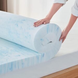 LINSY LIVING 3 Inch Twin XL Cooling Gel Memory Foam Mattress Topper, Blue, 35D High Density, CertiPUR-US Certified, 10 Years Warranty