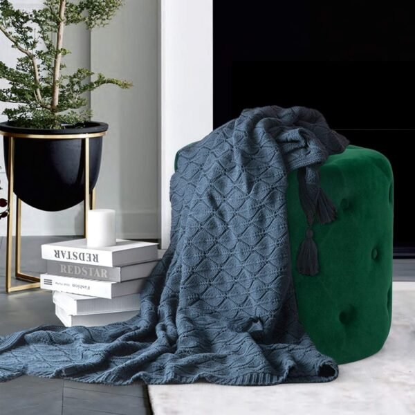 Asense Modern Round Velvet Ottoman Foot Rest Stool Upholstered Padded Make-up Vanity Stool Extral Seat (Green) - Image 4