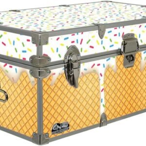 C&N Footlockers Designer Storage Trunk – Food Themes – 32 x 18 x 13.5 Inches – Durable and Built to Last – Lockable (Ice Cream Cone)