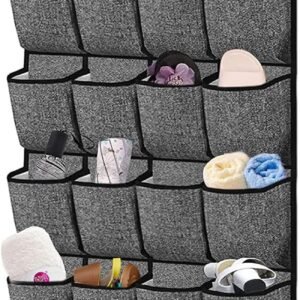 Camidy Shoe Organizer, Over the Door Hanging Shoe Rack Organizer for Closet Door, Storage Holder with 24 Large Pockets& 4 Metal Hooks for Women Men Shoes, Slippers