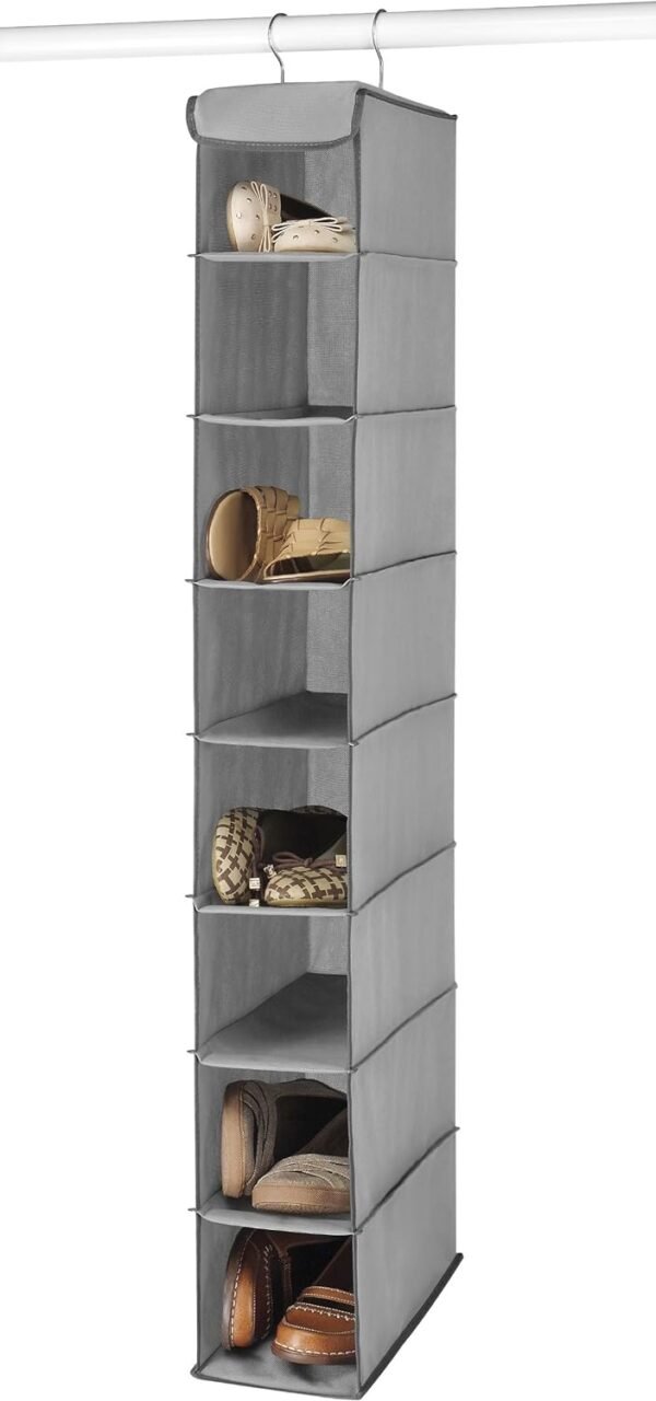 Whitmor Over the Door Shoe Shelves & Hanging Shoe Shelves - 8 Section - Closet Organizer - Grey - Image 7