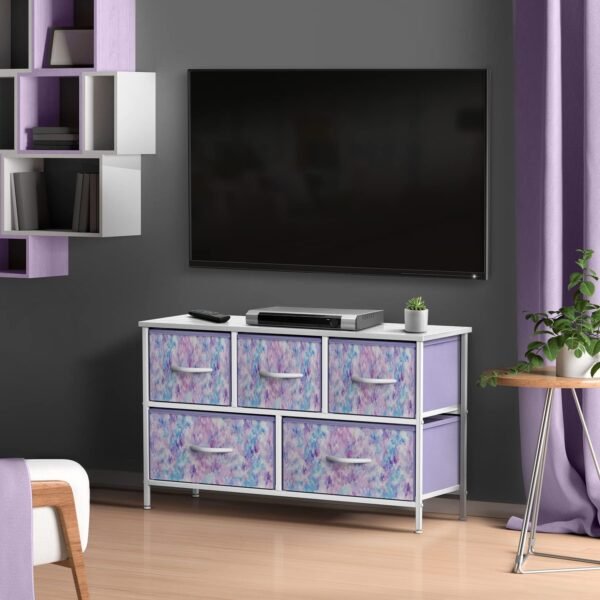 Sorbus Kids Dresser with 8 Drawers and 5 Drawer TV Stand Bundle - Matching Furniture Set - Storage Unit Organizer Chests for Clothing - Bedroom, Kids Rooms, Nursery, & Closet (Tie Dye) - Image 7