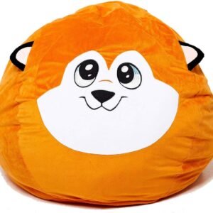 Extra Large Animal Bean Bag Chair Cover and Soft Toy and Linen Storage Organizer for Room Decor (Fox)
