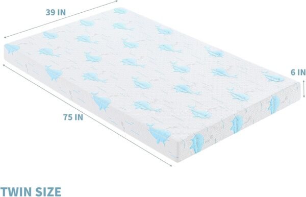 6 Inch Twin Memory Foam Mattress in a Box, Whales Pattern Medium Feel, CertiPUR-US - Image 3
