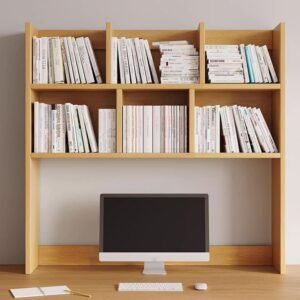 Dorm Room Desk Hutch, Wooden Desk Hutch Desk Organizers, Bookshelf and Accessories Storage Display Rack in Home Office Dorm, Freestanding Desk Shelf, 80*20*80cm