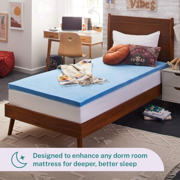 Sleep Innovations Cooling Gel Memory Foam Mattress Topper, 2 Inches, Twin XL - Image 5