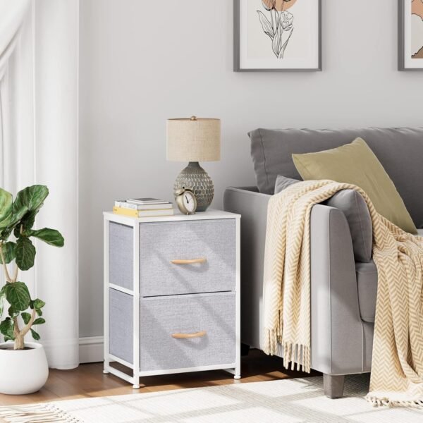 Nicehill Nightstand, Nightstand for Bedroom with Drawers, Small Dresser with Drawers, Bedside Table Bedside Furniture, Night Stand End Table with Storage Drawers for Bedroom, Light Grey - Image 4
