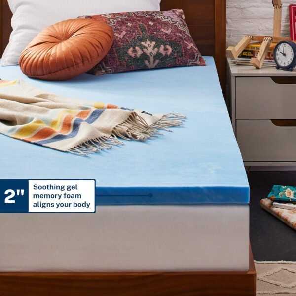 Sleep Innovations Cooling Gel Memory Foam Mattress Topper, 2 Inches, Twin XL - Image 3