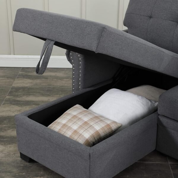 Convertible Sleeper Sofa with Pull Out Bed, 3-Seat Sofa Bed Sleeper Couch with Storage Chaise Lounge for Apartment, Living Room, Home Office, Guest Room - Image 4