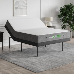 GhostBed Adjustable Base Bundled with 12″ Hybrid Mattress in a Box with Cool Gel Memory Foam and Individually Wrapped Coils, Zero Gravity and Massage Settings, Twin XL Adjustable Bed Frame Mattress