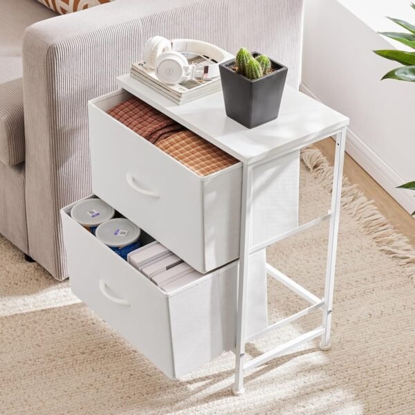 Nightstand with 2 Drawers, Bedside Table Small Dresser with Removable Fabric Bins, Night Stand, Bedside Furniture, End Table with Fabric Bins for Bedroom, Nursery, Closet, Living Room - Image 8