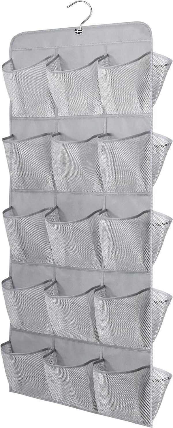 MISSLO 30 Large Pockets Dual Sided Hanging Shoe Organizer for Closet with Rotating Hanger Hanging Shoe Shelves, Grey
