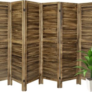 Babion 6 Panel Room Dividers, Wood Room Divider Screen, Room Dividers and Folding Privacy Screens, Folding Portable Partition Screen, Modern Bedroom Decoration(Dark Brown)