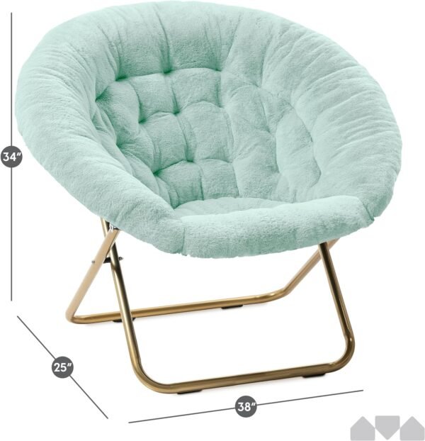 Milliard Cozy Chair/Faux Fur Saucer Chair for Bedroom/X-Large (Mint) - Image 3