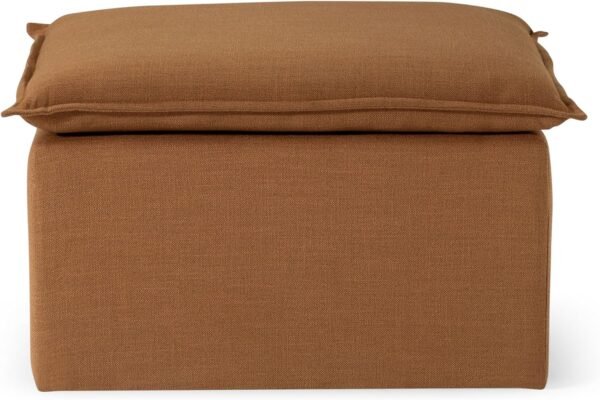 Maven Lane Claude Large Square Rustic Upholstered Ottoman, Cushioned Footrest for Living Room Couch, Chair, or Dorm Room in Clay Fabric Upholstery - Image 7