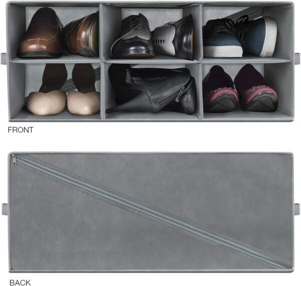 Sorbus Shoe Organizer Bin, 6 Section Cubby Shoe Shelves, Foldable Portable Detachable Closet Organizer Storage for Home Organization - Image 5