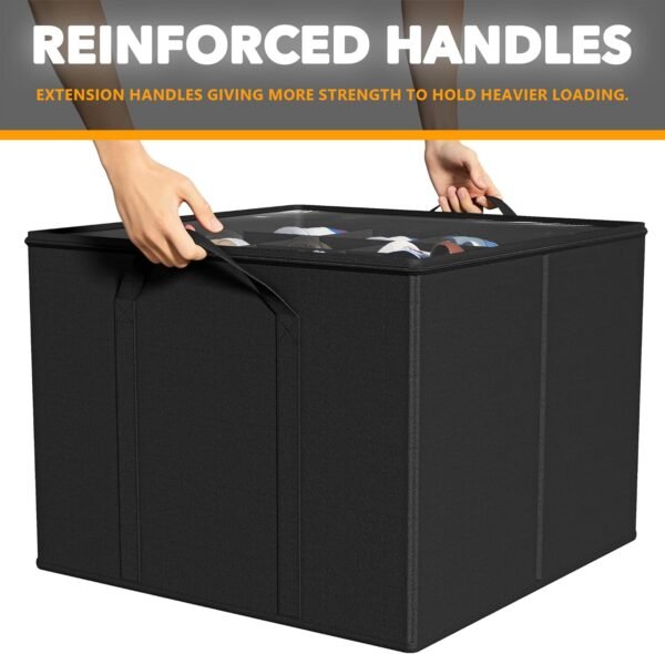 SpaceAid Shoe Organizer for Closet, 2 Pack Foldable Shoe Storage Containers Baskets Boxes Bins w/Adjustable Dividers, Fits 16-32 Pairs, Black - Image 5