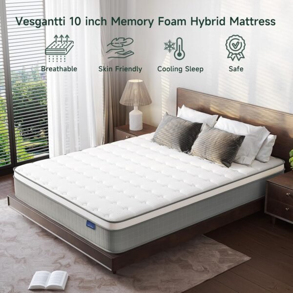 Vesgantti Twin XL Mattress, 12 Inch Hybrid XL Twin Mattress in a Box, Pressure Relief Extra Long Twin Mattresses with Breathable Memory Foam & Individual Pocket Spring, Medium Firm - Image 6