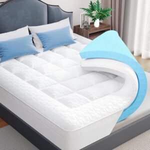 Mattress Topper Twinxl Size, Dual Layer 3 Inch Pillow Top Mattress Topper, 1 Inch Cooling Pillow Topper and 2 Inch Gel Memory Foam Bed Mattress Topper for Back Pain & Comfort Sleep