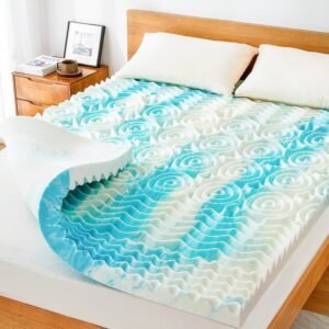 Marsail TwinXL Mattress Topper, 3-Inch Gel Memory Foam Mattress Topper with Ventilated Design, 5-Zone Support, Cooling Foam Mattress Topper for Sofa, RV, Camper, CertiPUR-US Certified, MSMT02BU-TXL3
