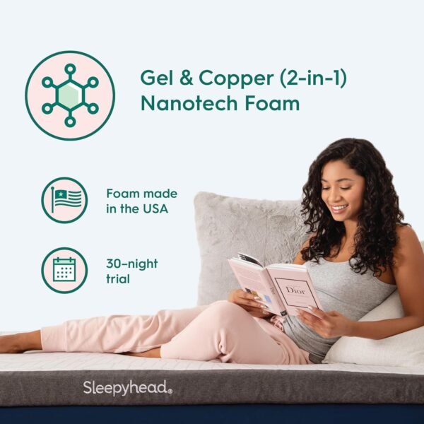 Sleepyhead College Dorm Room Essential Super Gel & Copper Infused Mattress Topper Twin XL, Thick, Cooling Memory Foam Mattress Topper, Washable Cover, 3'' Super Mattress Pad, 38x80 inches - Image 6