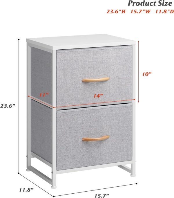 Nicehill Nightstand, Nightstand for Bedroom with Drawers, Small Dresser with Drawers, Bedside Table Bedside Furniture, Night Stand End Table with Storage Drawers for Bedroom, Light Grey - Image 3