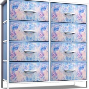 Sorbus Dresser with 8 Drawers – Furniture Storage Chest Tower Unit for Bedroom, Hallway, Closet, Office Organization – Steel Frame, Wood Top, Easy Pull Fabric Bins (8-Drawer, Blue)