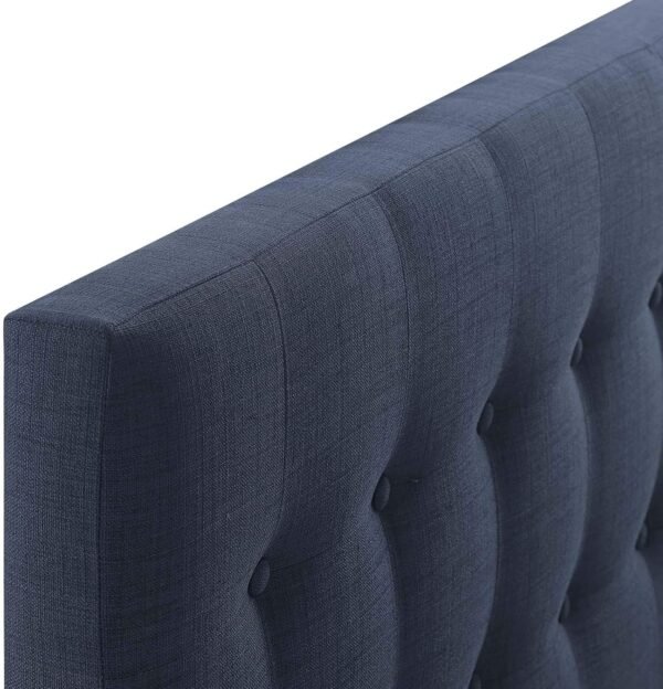 Modway Emily Tufted Button Linen Fabric Upholstered Twin Headboard in Navy - Image 6