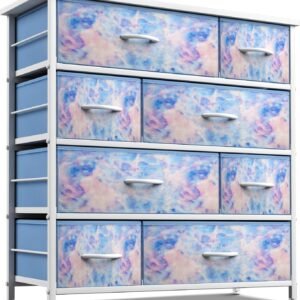 Sorbus Dresser with 8 Drawers – Furniture Storage Chest for Kid’s, Teens, Bedroom, Nursery, Playroom, Clothes, Toys – Steel Frame, Wood Top, Fabric Bins (Pastel Tye-die)