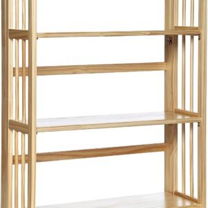 Casual Home 3-Shelf Folding Stackable Bookcase (27.5″ Wide)-Natural
