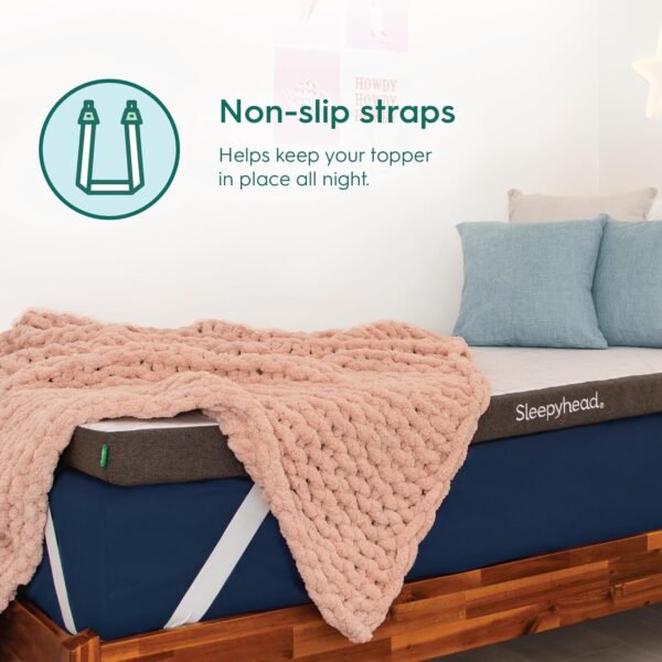Sleepyhead College Dorm Room Essential Gel Infused Mattress Topper Twin XL, Thick, Cooling Memory Foam Mattress Topper, Washable Cover, 2'' Gel Mattress Pad, 38x80 inches - Image 6