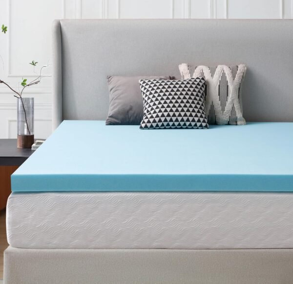 L'Baiet Cooling Gel Memory Foam Mattress Topper | 3" King Size | Medium Firm | Plush Soft Cool Pad Cushion for Bed, Sofa, Futon | CertiPUR-US Certified | Fiberglass Free | Safe for Kids and Adults - Image 2