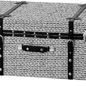 DormCo Texture® Brand Trunk – White Threaded Black 29″L x 20″W x 14″H