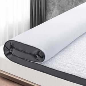 2 Inch Memory Foam Mattress Topper Twin Cooling Mattress Topper Charcoal Infused Bed Topper with Tencel Fiber Ingredient Removable Cover