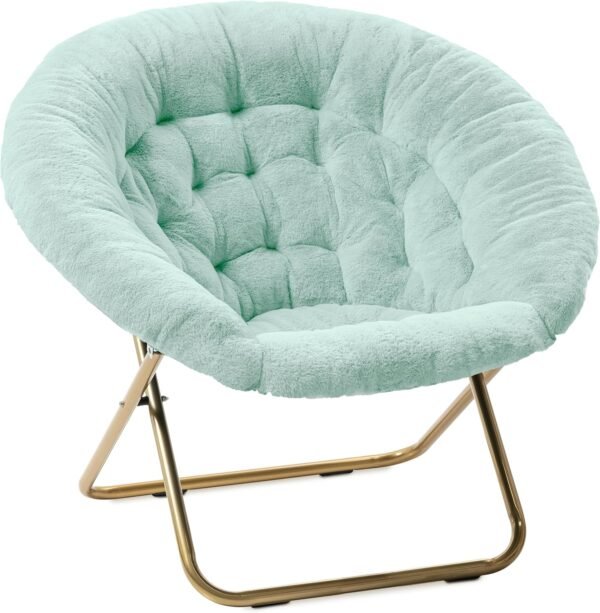 Milliard Cozy Chair/Faux Fur Saucer Chair for Bedroom/X-Large (Mint)