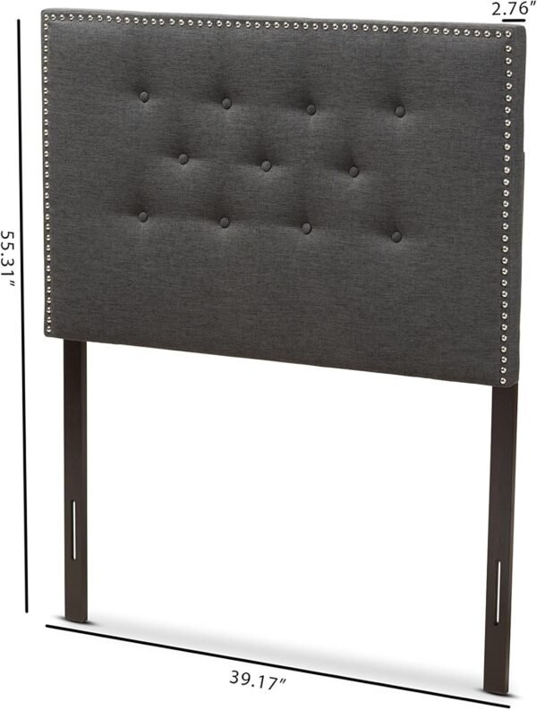 Baxton Studio Windsor Modern and Contemporary Dark Grey Fabric Twin Size Headboard - Image 6