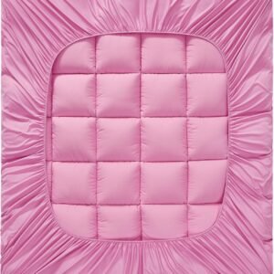 KÜB Cooling Cal King Mattress Topper, Cotton Pillow Top with 8-21 Inch Deep Pocket, 3D Snow Down Alternative Fill, Breathable Fluffy College Dorm Mattress Pad Cover (Pink, California King 84*72inch)