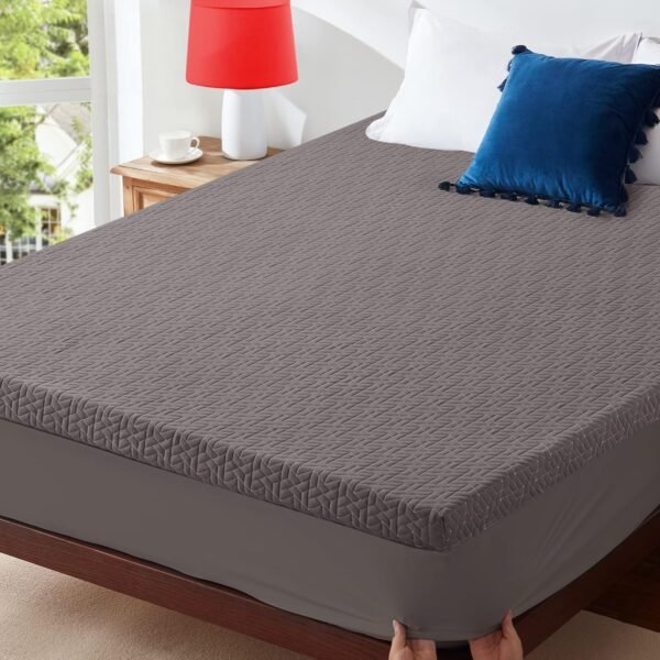 BedLuxury Mattress Topper Memory Foam 3 Inch California King Size Gel Mattress Pad Cover with 18" Deep Pocket for Pressure Relief Bed Topper with Grey Removable Rayon Made from Bamboo Cover - Image 7