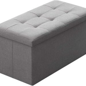 Camabel Folding Storage Ottoman Bench Cube Holds Up to 660lbs 30 inch Storage Bench with Memory Foam Seat Ottoman with Storage Footrest Padded Upholstered Tufted for Room BG364