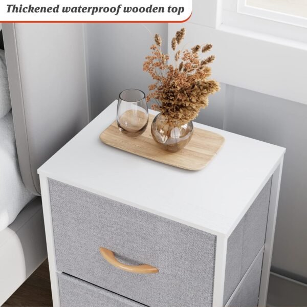 Nicehill Nightstand, Nightstand for Bedroom with Drawers, Small Dresser with Drawers, Bedside Table Bedside Furniture, Night Stand End Table with Storage Drawers for Bedroom, Light Grey - Image 7