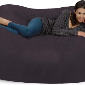 Chill Sack Bean Bag Chair: Huge 6′ Memory Foam Furniture Bag and Large Lounger – Big Sofa with Soft Faux Linen Cover – Linen Black