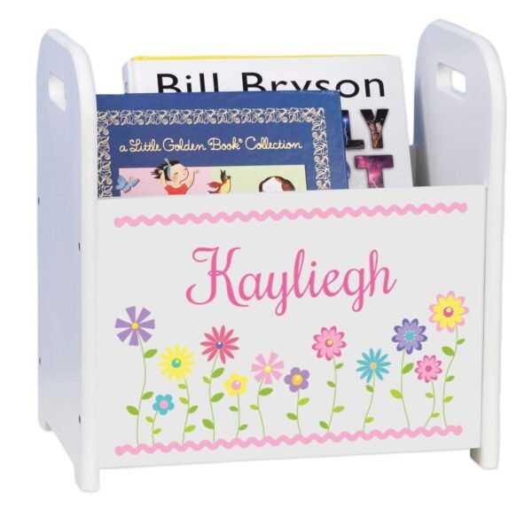 Personalized Child's Book Storage Magazine Rack Bin Nursery- Girl's - Image 2